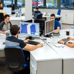 Oficinas de CAF Digital Design con trabajadores diseñando en 3D